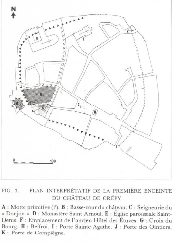 Plan interprétatif de la première enceinte du château de Crépy