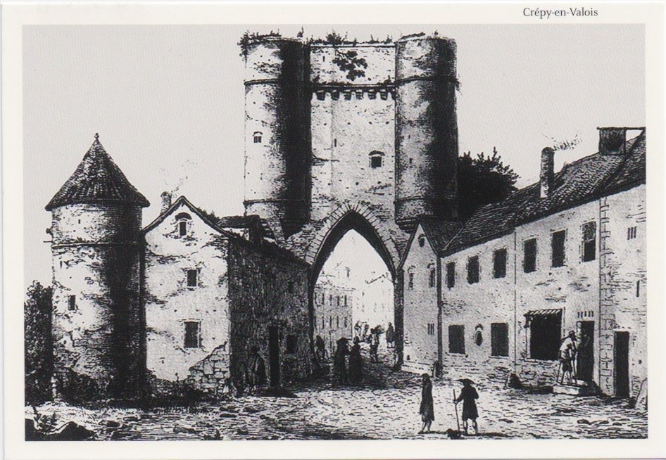 La porte du Paon avant sa démolition en 1814 : gravure éditée en carte postale par l'association, en vente à la boutique