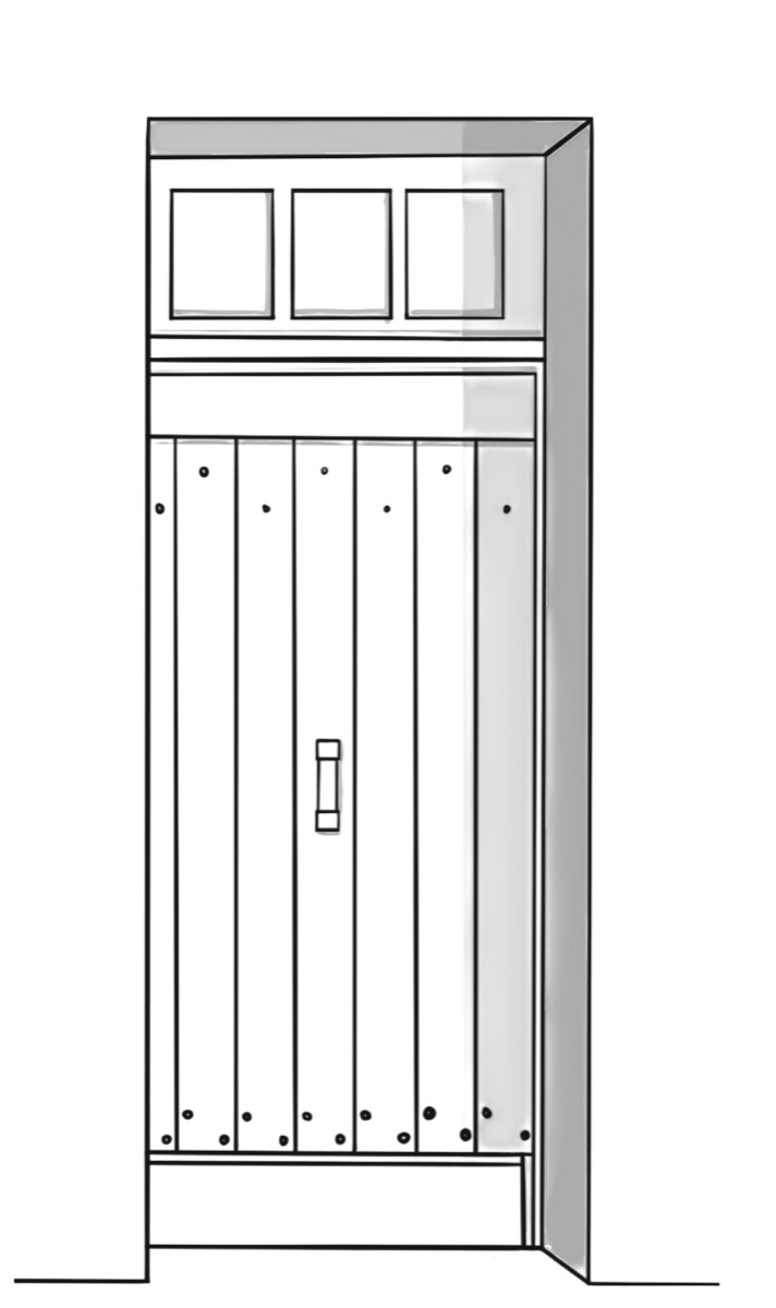 Exemple de porte pleine avec imposte vitrée