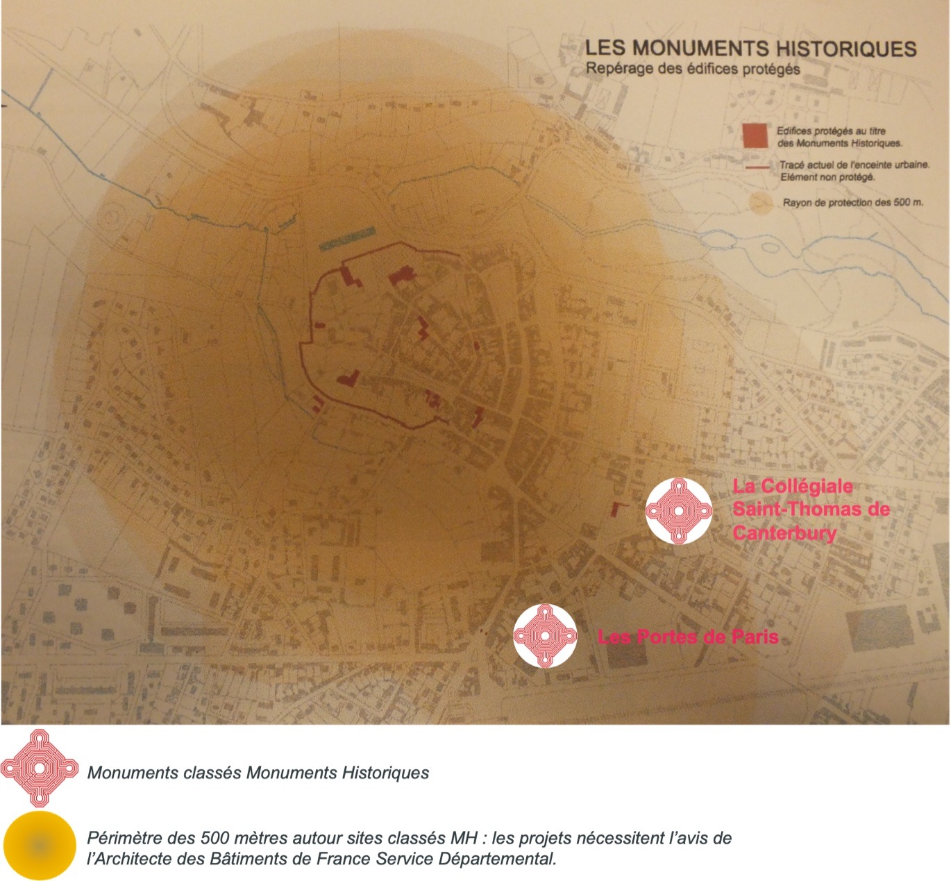 Les Monuments Historiques : repérage des édifices protégés et périmètre des 500 mètres