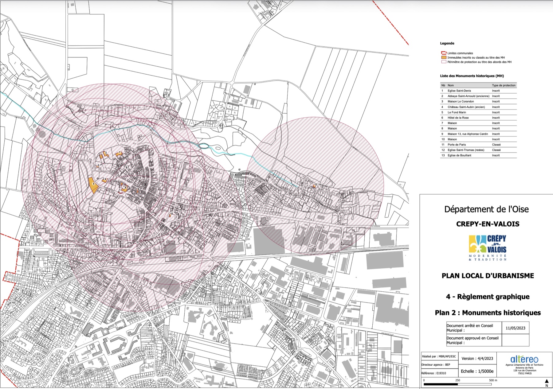 Plan Local d'Urbanisme de Crépy-en-Valois — plan 2 : monuments historiques